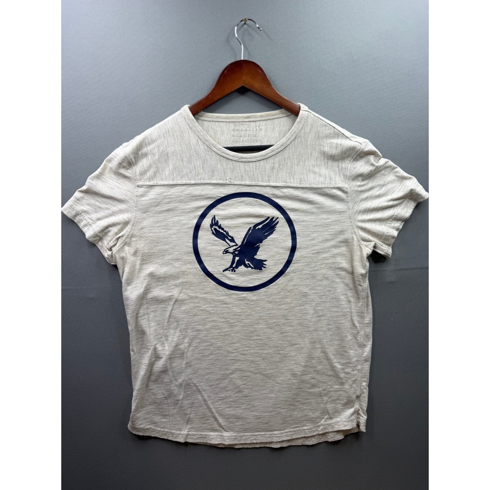 American‎ Eagle T-Shirt Mens Gray Short Sleeve Eagle Graphic Logo Large